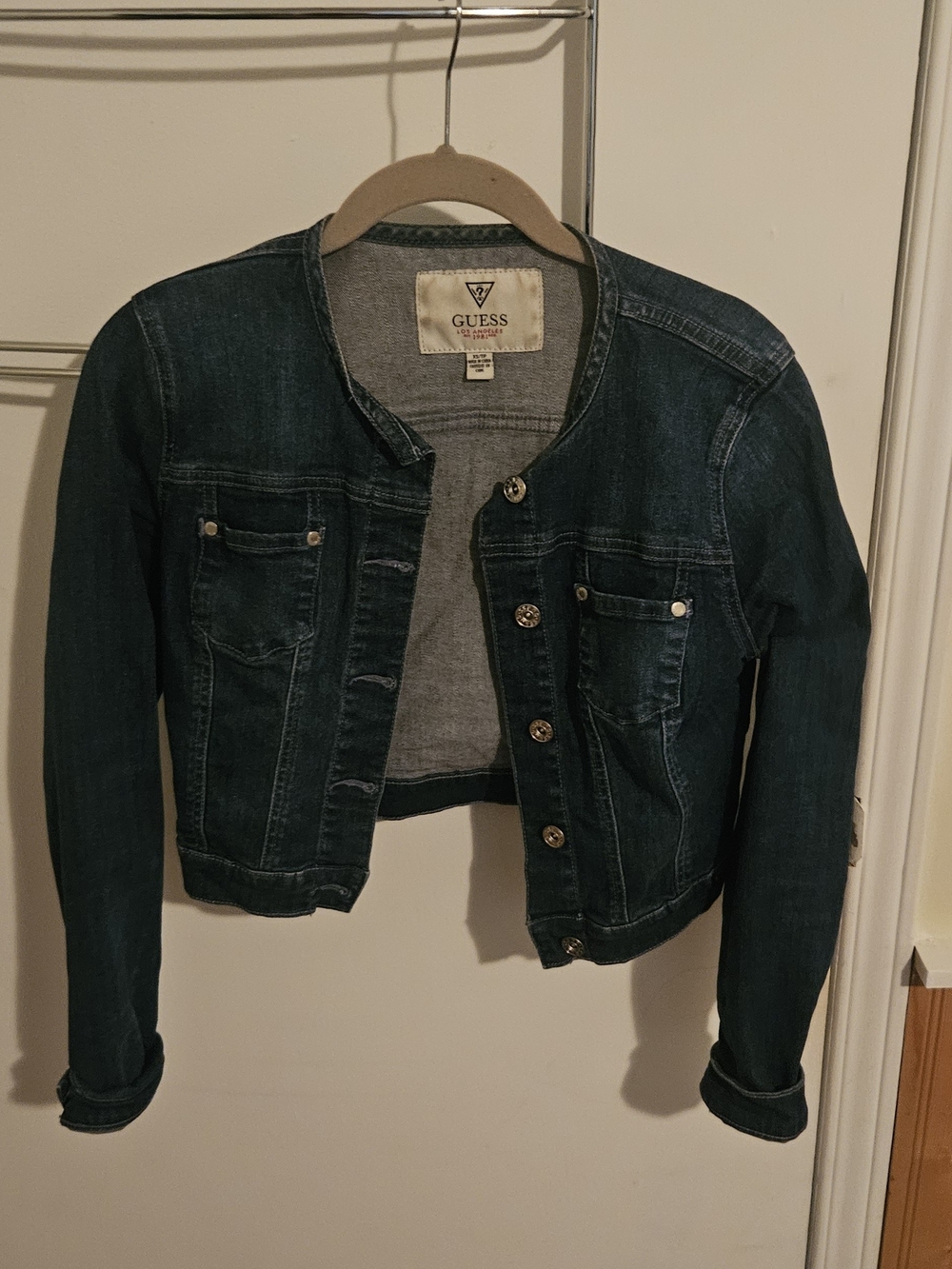GUESS Dark Blue Cropped Denim Jacket